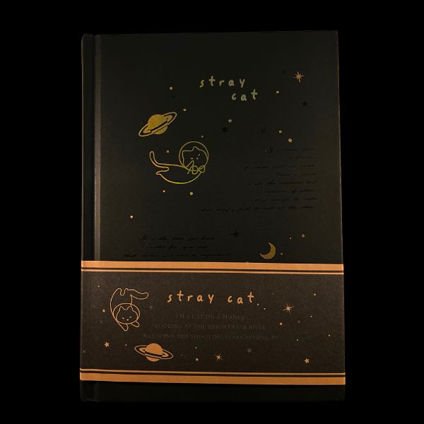 LIBRETA GATITO HOJAS NEGRAS